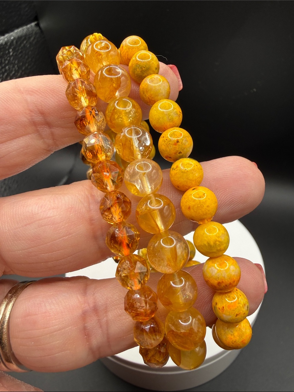 Genuine Gemstone Beaded Stretch Bracelet Trio - Women Jewelry